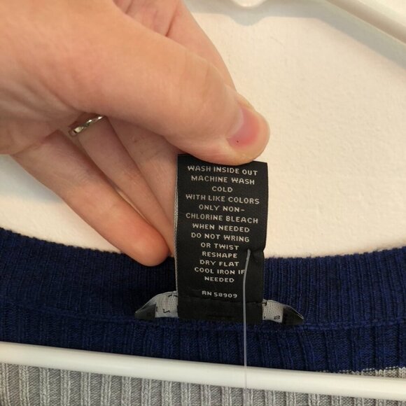 NEW NWT INVESTMENTS Plus Size Blue Light Blue Black Striped Crew Neck Sweater 1X - Picture 7 of 10